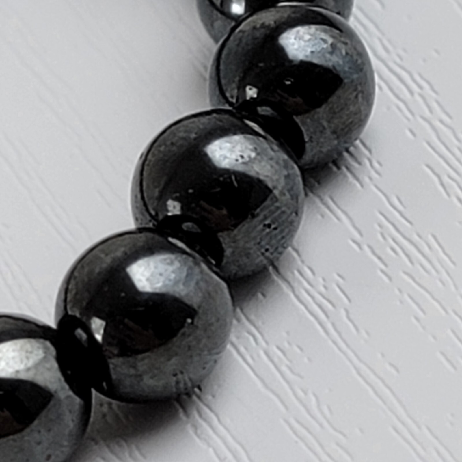Hematite Beaded Stretch Bracelet 7.75 In Expandable Unisex Adults