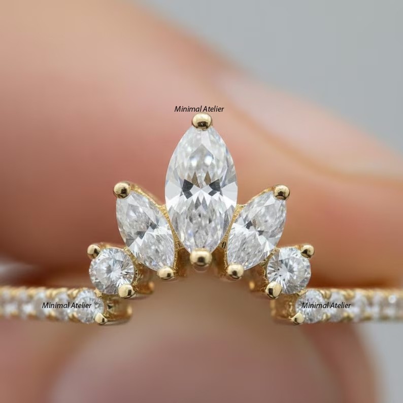 Moissanite Wedding Ring Enhancer, Sunburst Ring Jacket for Engagement Ring