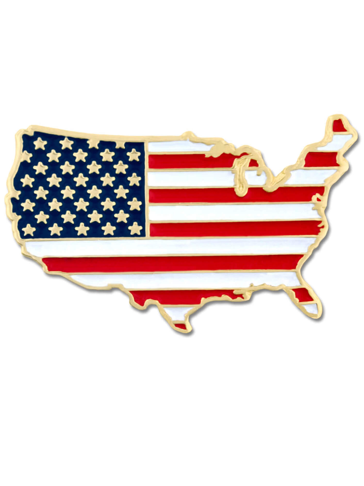 PinMart’s United States Of America Shape Country American Flag Enamel Lapel Pin