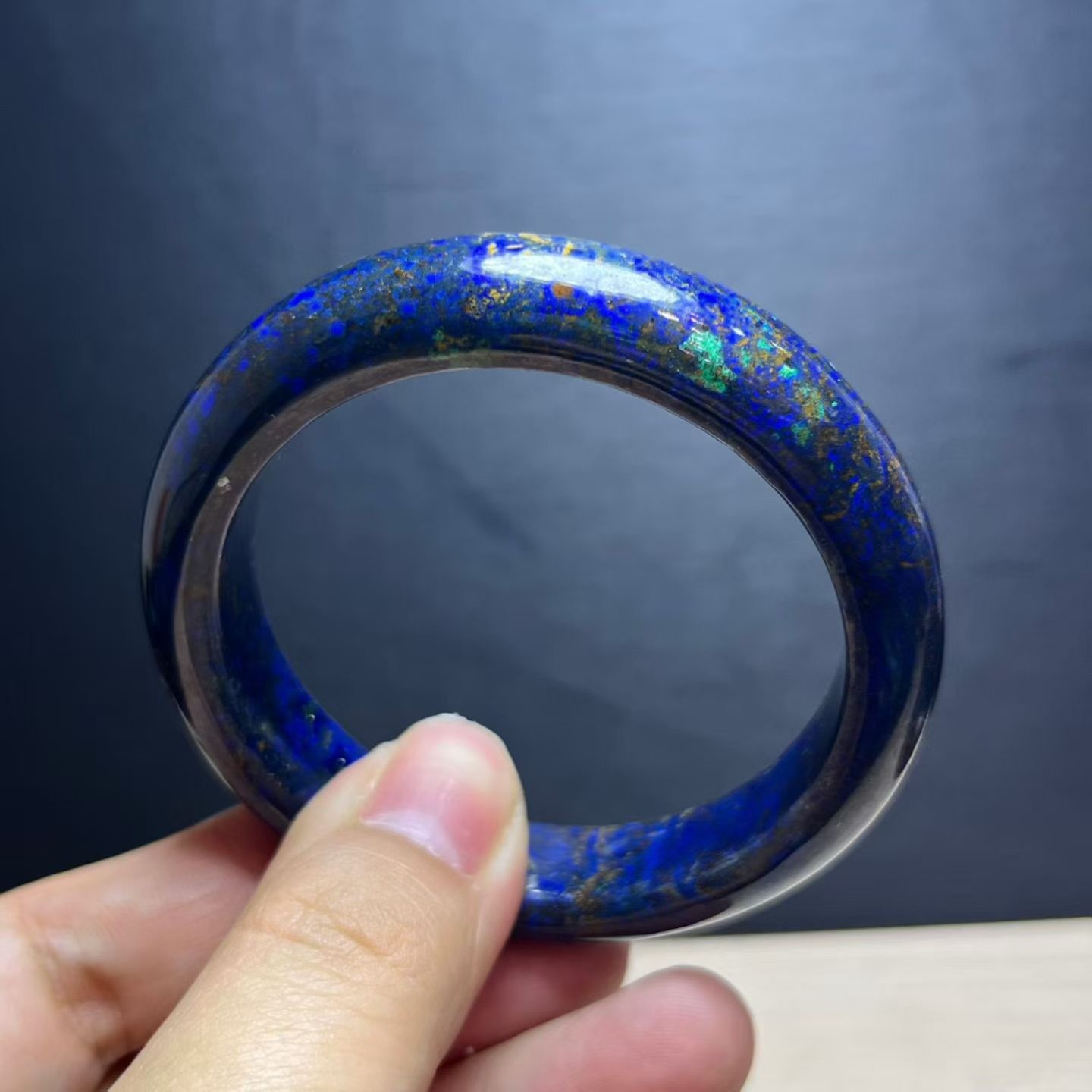 55mm Beauty Glittering Color Azurite & Malachite Crystal Bangle
