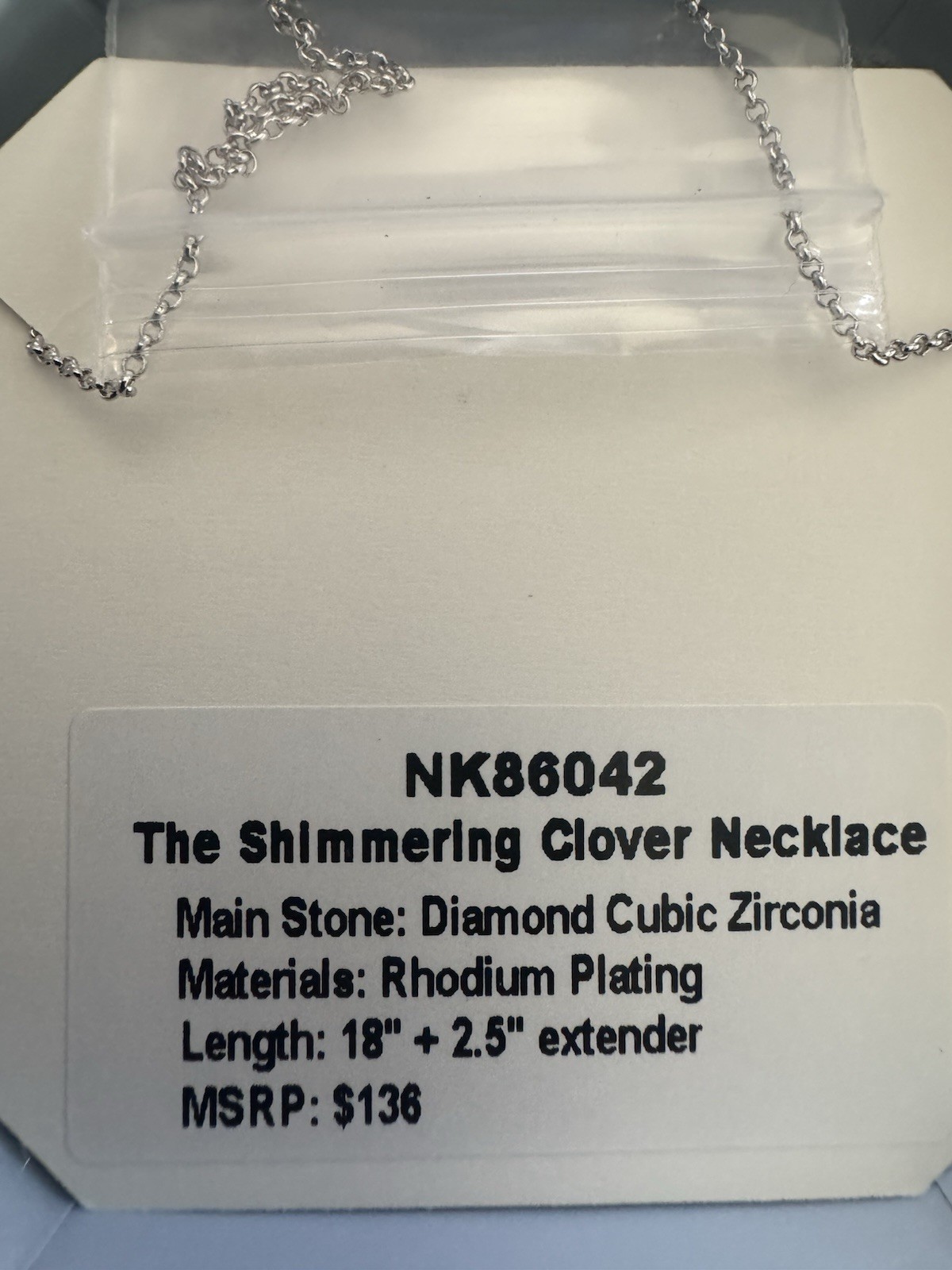 BP NK86042 Cubic Zirconia Heart Charm Pendant Necklace Rhodium 18″+2.5″