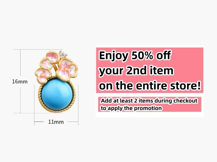 Bohemian Turquoise Gemstone Stud Earrings – Dainty Flower Shape 18K Gold Plated