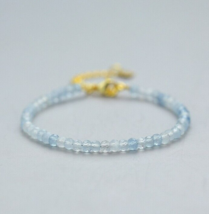 Aquamarine Dainty Delicate Bracelet Healing Natural Crystal Small Beads Bracelet