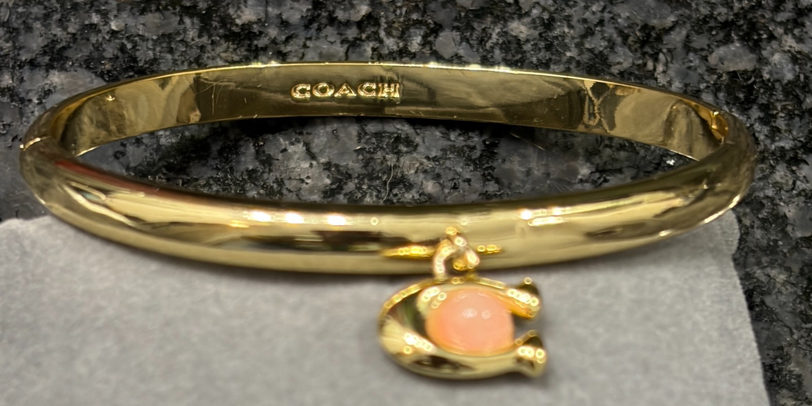 Coach Charm Gold Hinge Bangle Bracelet (One Size) New