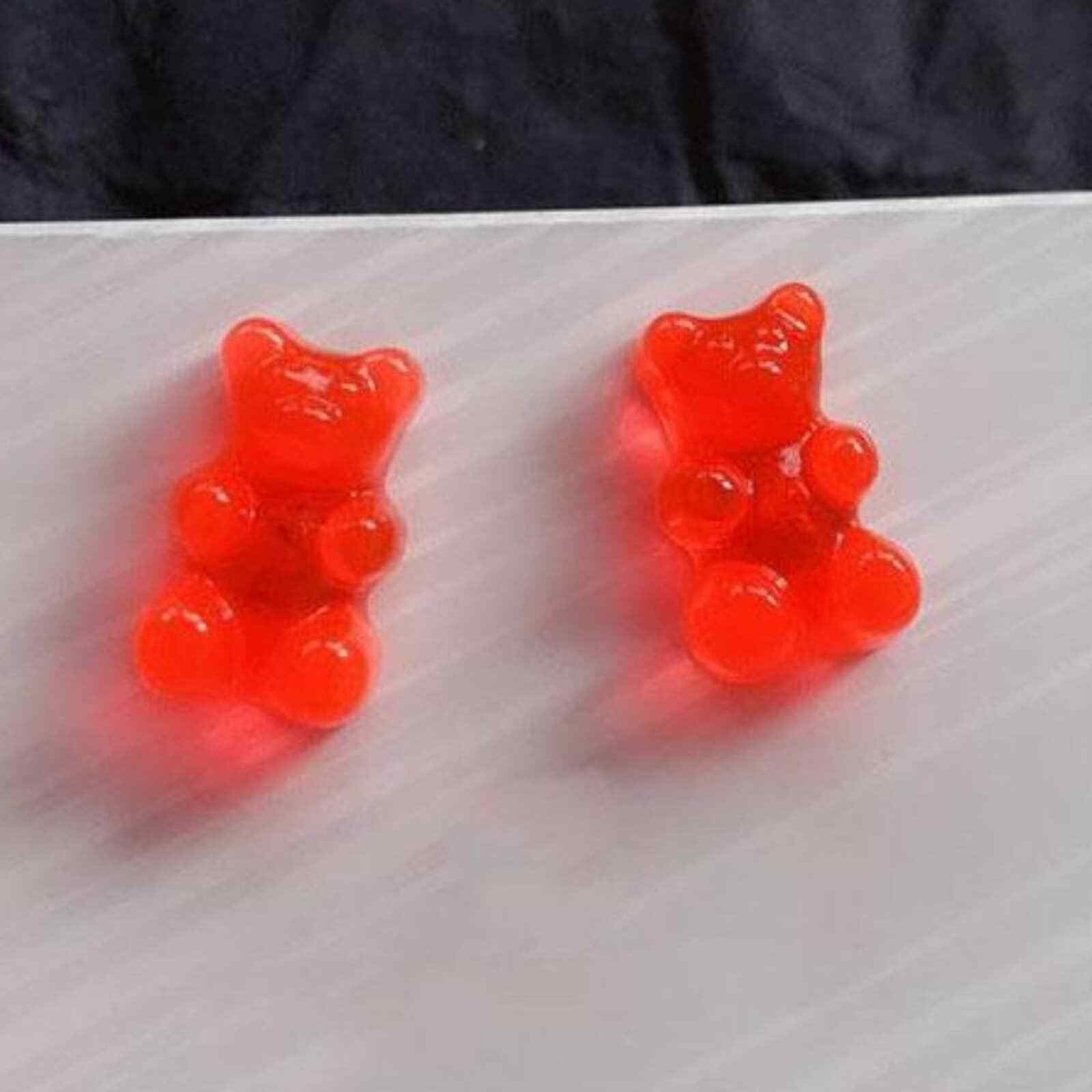 Candy Colored Resin Gummy Bear Stud Earring Pair in Clear Candy Shaped Box~~NWOT