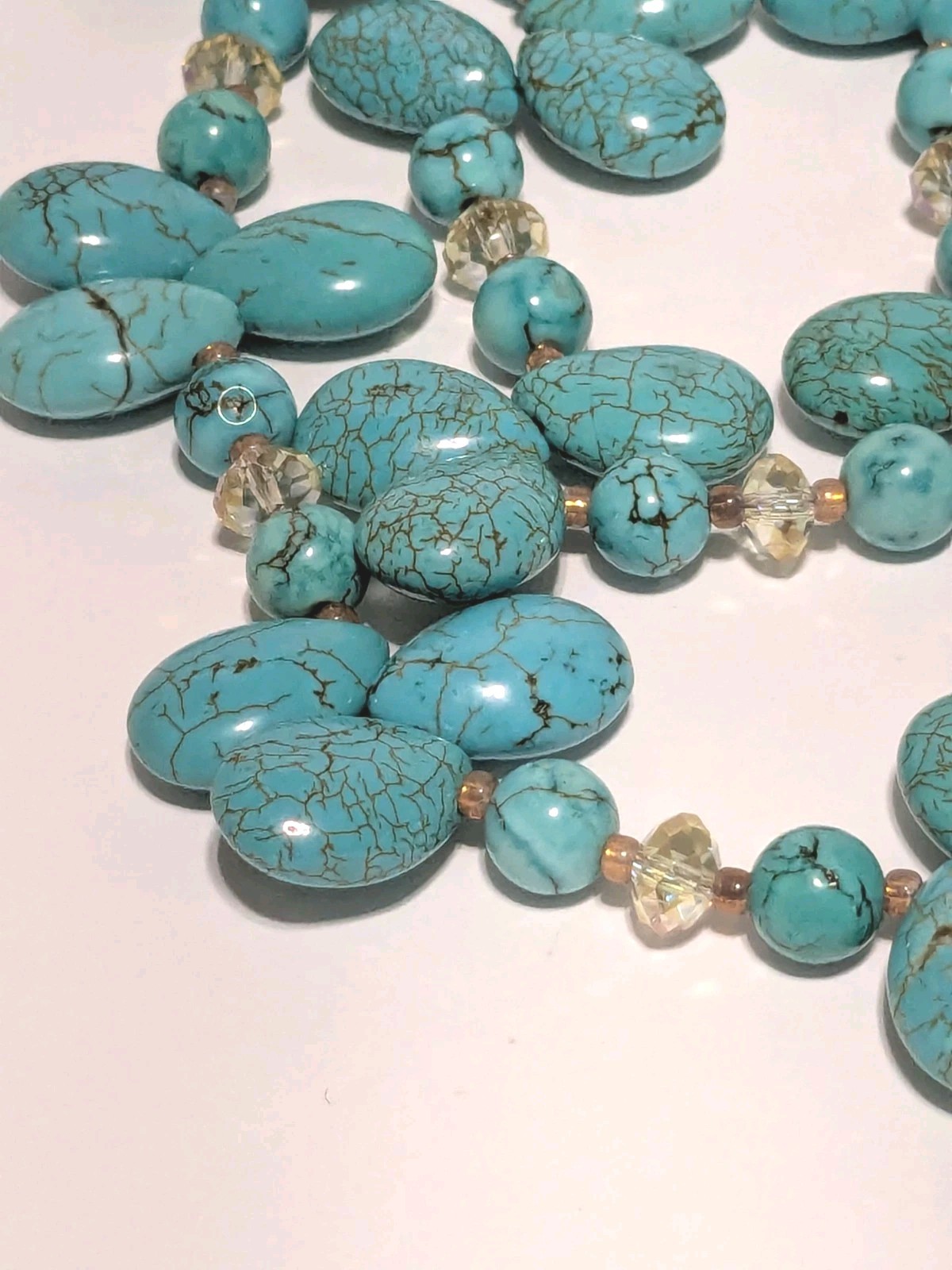Layered Cluster Howlite Necklace With Multicolor Glass & Acrylic Beads. BOHO