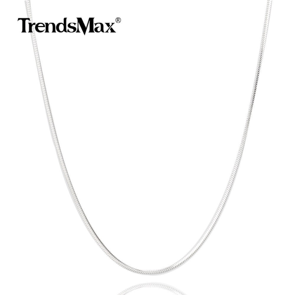 0.9-2mm Silver Solid Stainless Steel Square Snake Chain Necklace Women Men Jewel