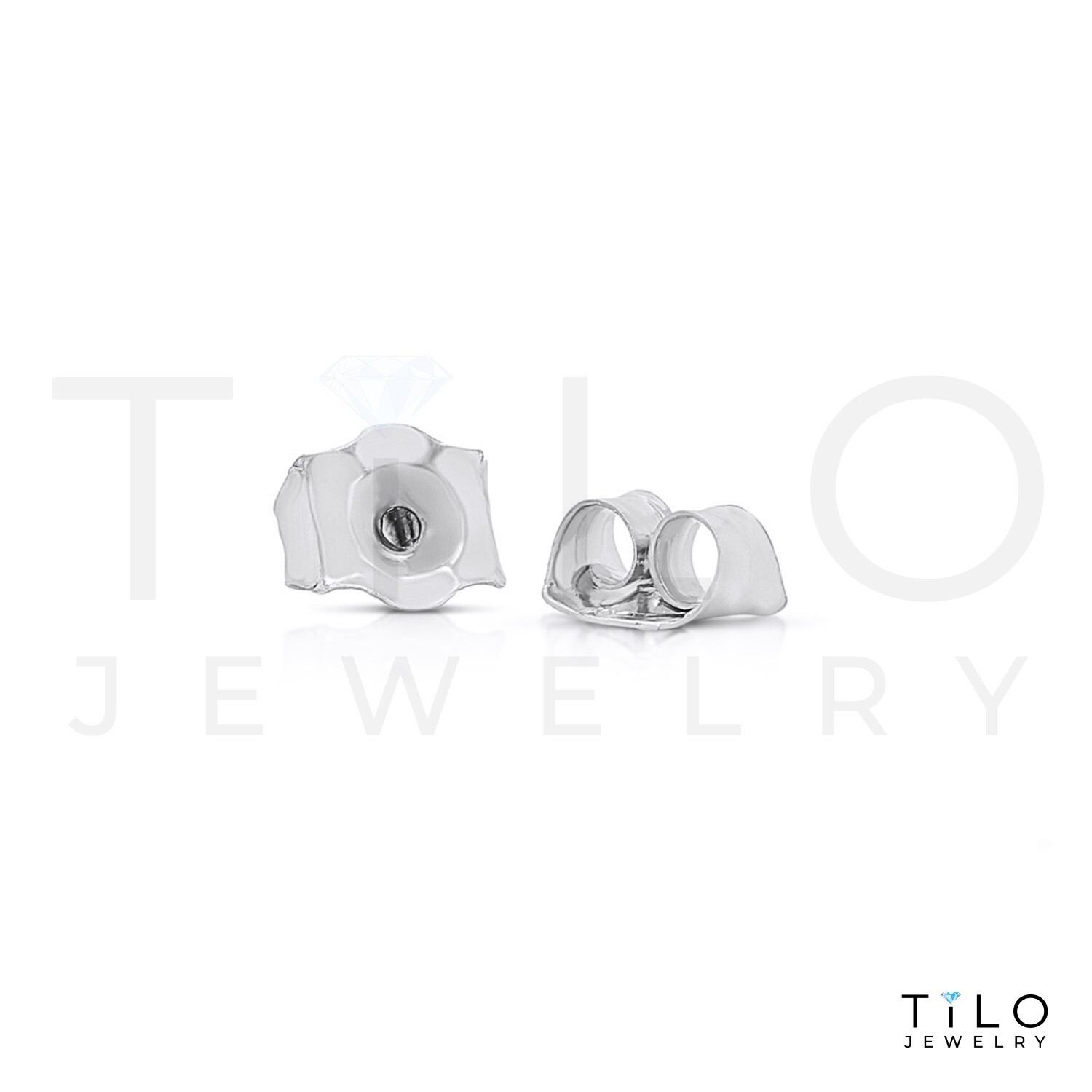 14K Solid White Gold Solitaire Round CZ Sleeper Stud Earrings Pushback 2.5mm-8mm