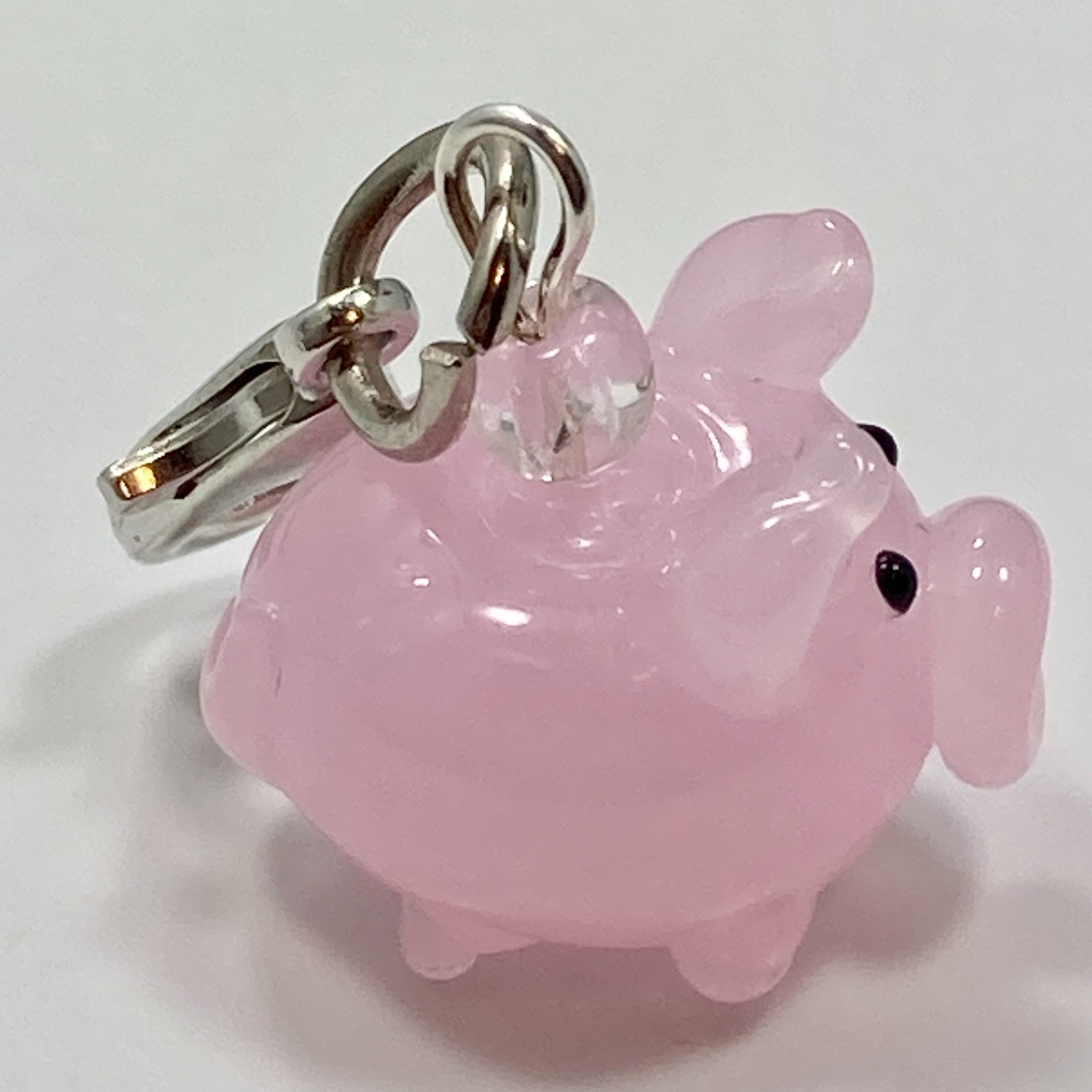 Pink Pig Glass Clip On Charm Zipper Pull Bag Purse Bracelet Charm Lampwork