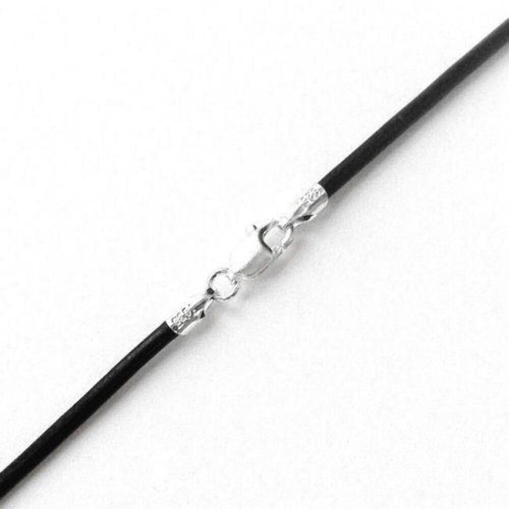 Black Leather Cord Necklace with Sterling Silver Lobster Claw Clasp – 3.00mm