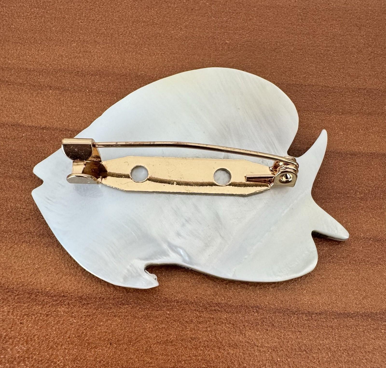 Vtg Brooch Pin FISH Mother of Pearl Abalone Inlay Handmade Read Description