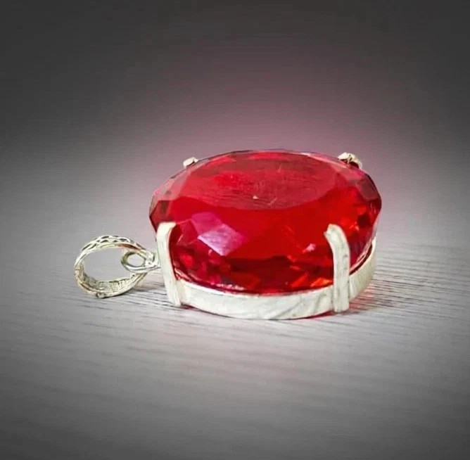 Natural Certified 27 Ct Red Ruby Gemstone Pendant In Solid 925 Sterling Silver