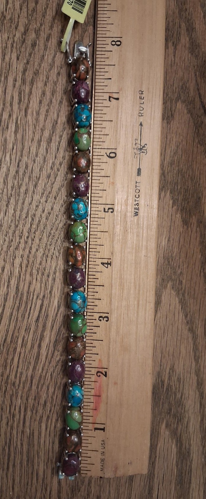 Mojave Green Blue Purple Orange Turquoise Bracelet Platinum overlay Sterling