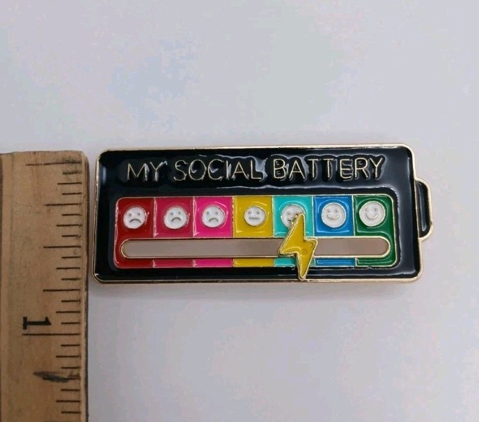 4Pcs My Social Battery Mood Brooch Pin Enamel Lapel Pins for Backpack Collar Hat