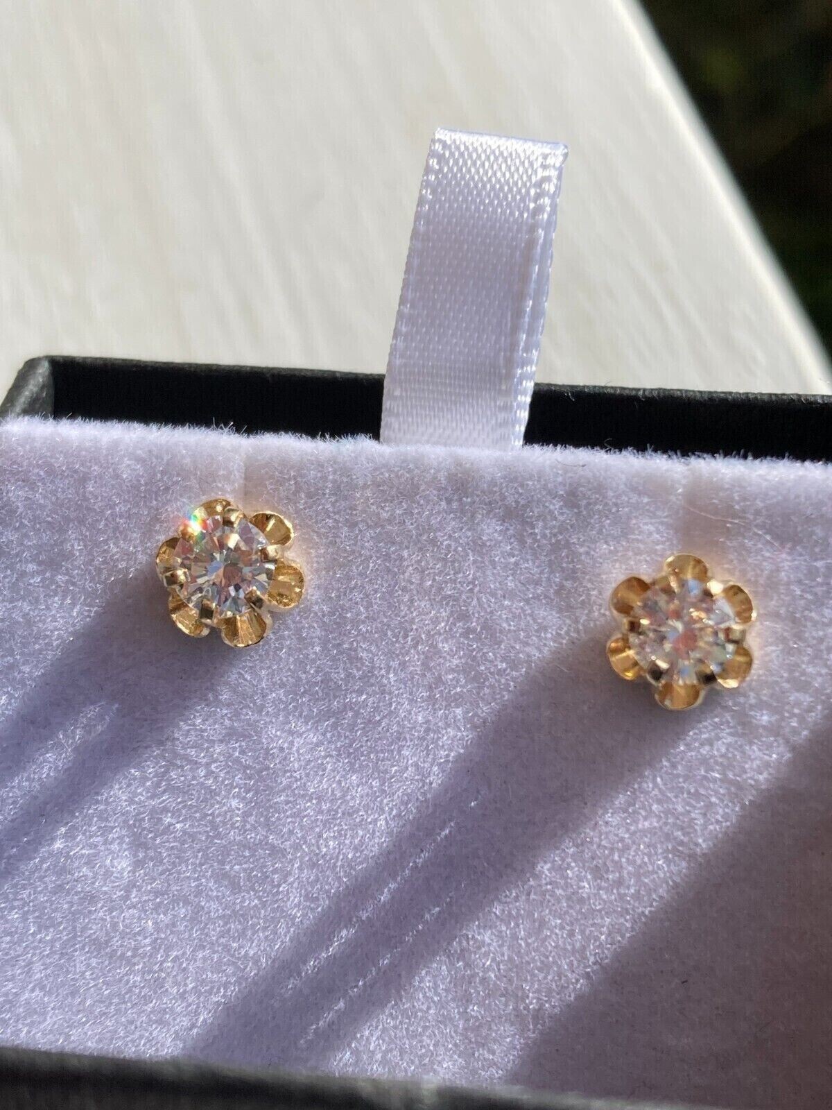 0.80 Ct Round Simulated Diamond Buttercup Stud Earrings 14K Yellow Gold Plated