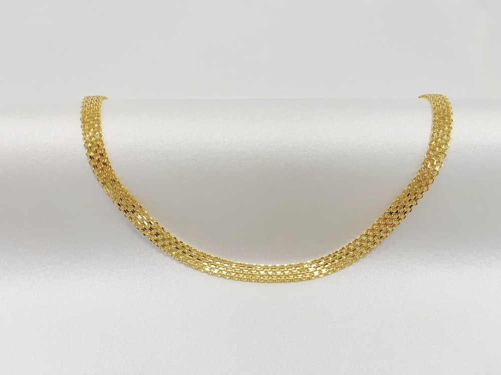 Solid 18K Yellow Gold Vintage Multi Layer Wide Necklace Chain 8mm 24in men/women