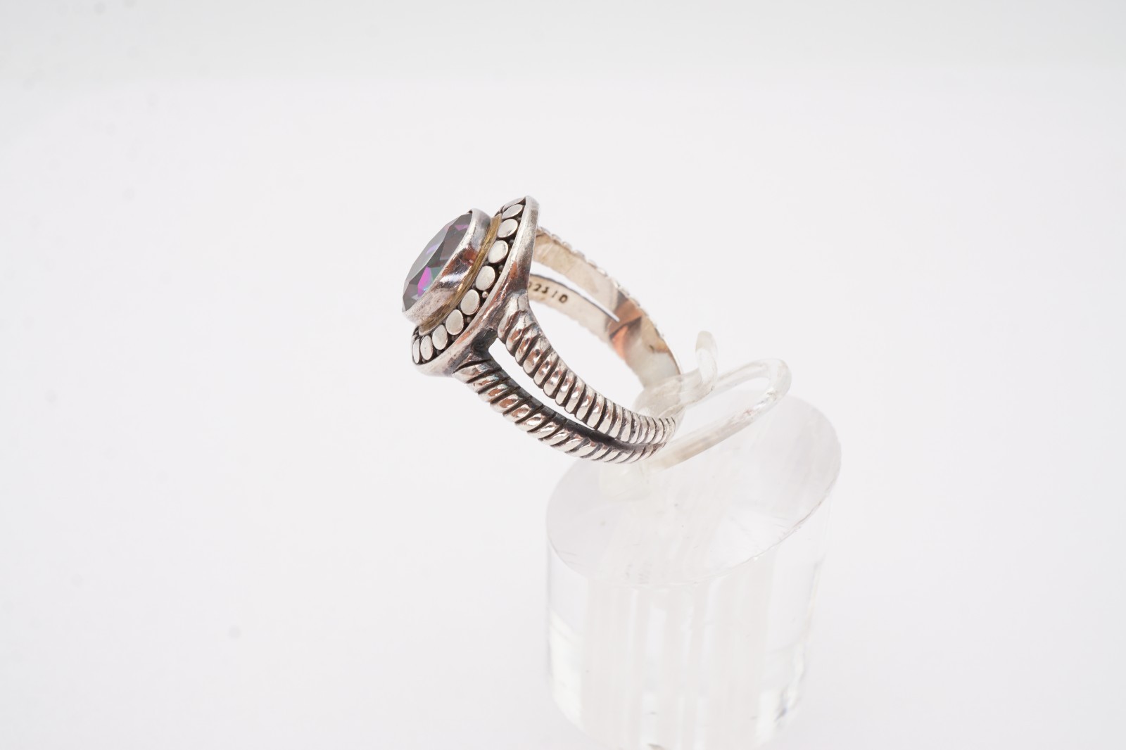 Sterling Silver 925 Mystic Topaz Ring Size 9 Dotted ATI