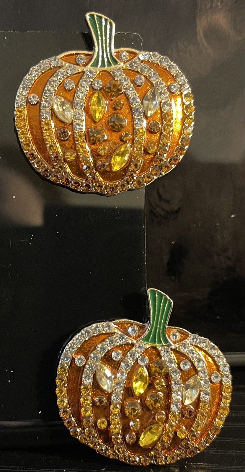 Flashy! Harvest BOLD PUMPKINS! Stud Rhinestone And Crystal Earrings Must See!