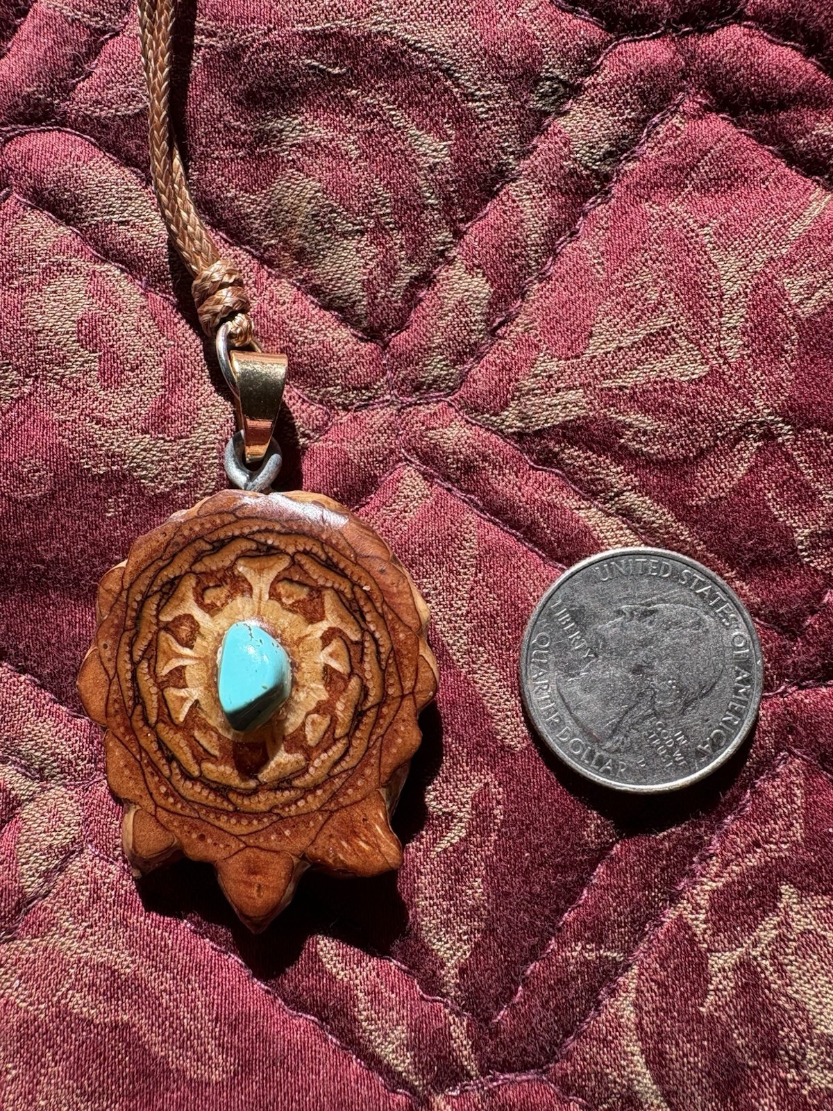 Knobcone Pinecone Pendant with Turquoise