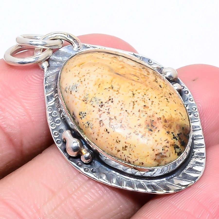 Picture Jasper Designer Gemstone 925 Sterling Silver Pendant 1.60″ S1967