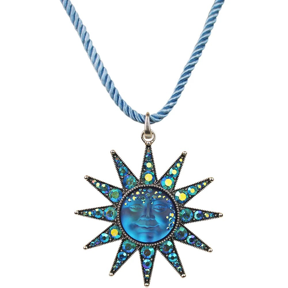 Kirks Folly Stella Luna Goddess Seaview Moon Open Ring Charm Necklace silvertone