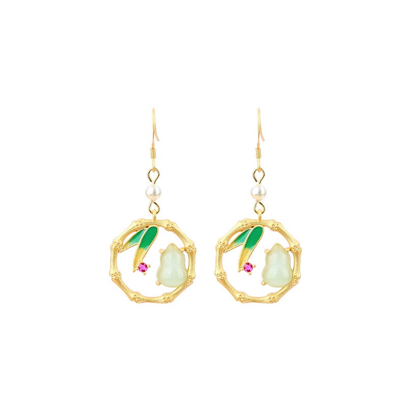Chinese-style enamel gradient floral earrings，Multicolored Earrings，Handmade
