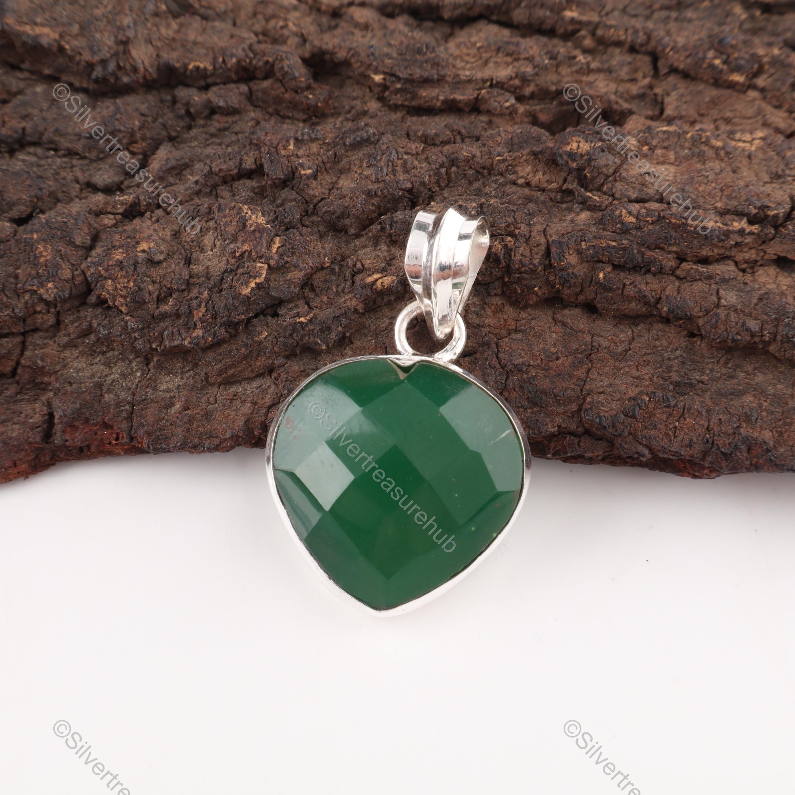 Heart Emerald Gemstone Sterling Silver Wife Elegant Handcrafted Birthday Pendant