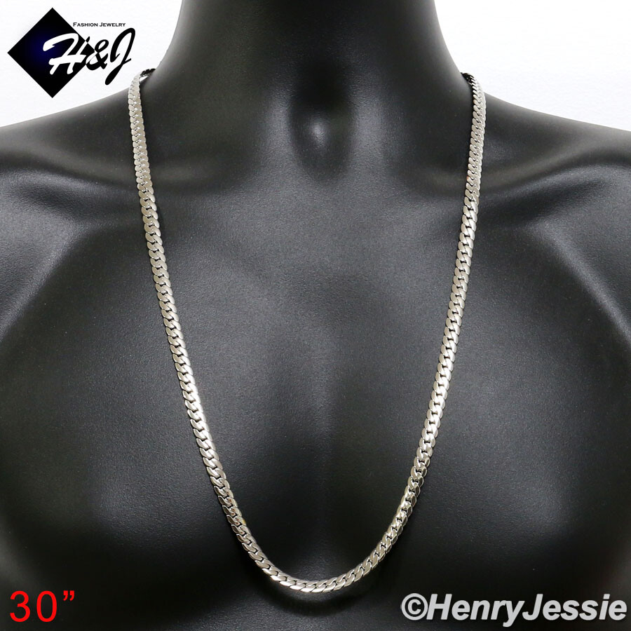 18-40″MEN Stainless Steel 3/4/5/6/8mm Silver Miami Cuban Curb Chain Necklace*155