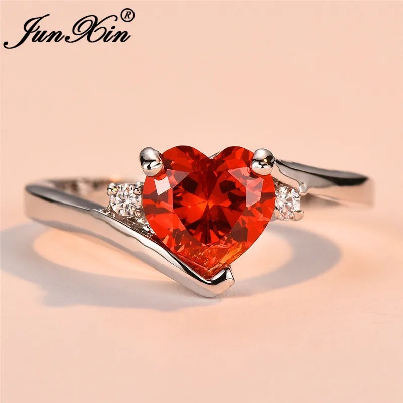 Elegant Heart Silver Filled Women Wedding Ring Birthstone Ring Sz 6-11