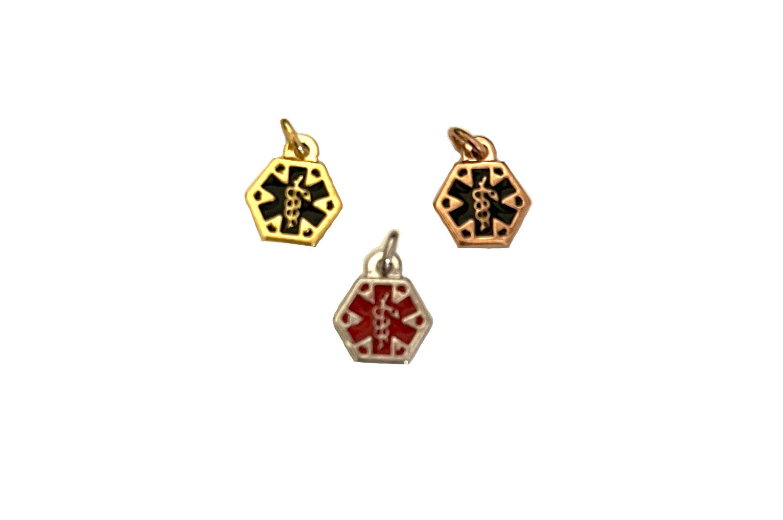 Medical Alert ID Symbol Mini Charms Silver, Gold, Rose Gold Stainless Steel