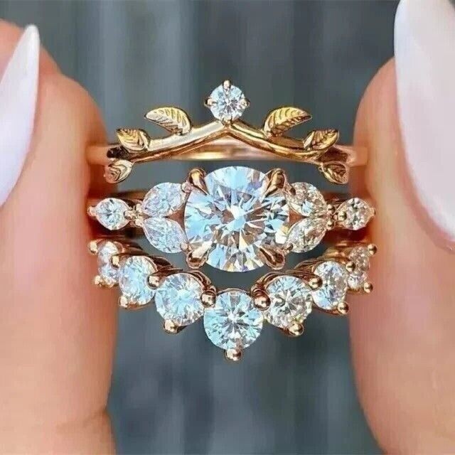 Round Simulated Diamond Gorgeous Enhancer With Band Ring 14k Yellow Gold Plated