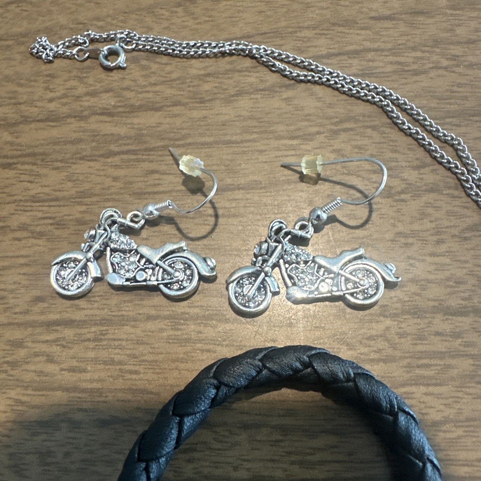 Motorcycle Necklace, Bracelet And Earrings Set
