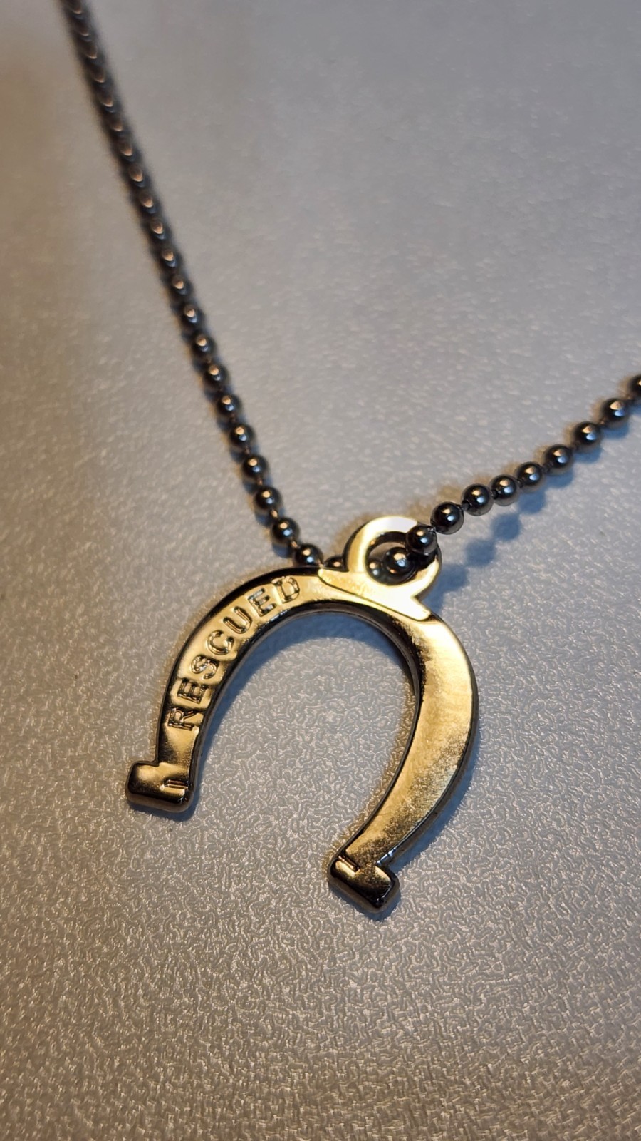Silver Toned Horseshoe Necklace Rescued “Huck 2019”
