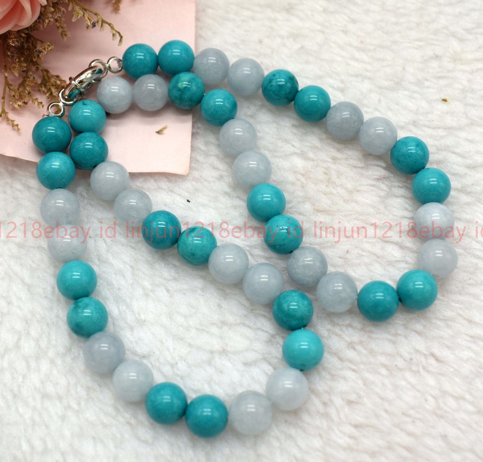 New Beautiful 8mm Blue Aquamarine Turquoise Gems Round Beads Necklace 16-36in