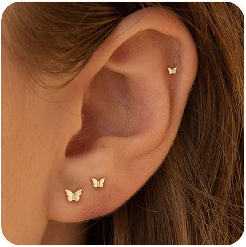 20G Tiny Flat Back Earrings for Women – 14K Gold/Silver Plated Small Flat Back S