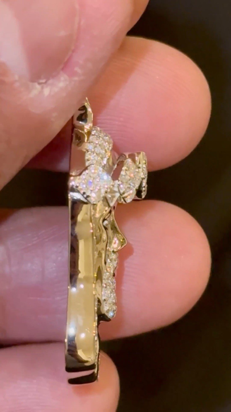 2 CARAT CERTIFIED LAB GROWN DIAMONDS STERLING SILVER 1.75 INCHES JESUS CROSS PEN