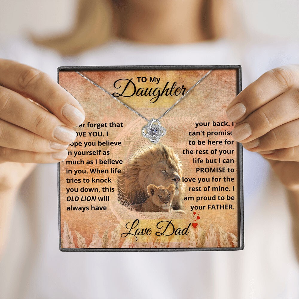 To My Daughter Necklace, Love Knot pendant Necklace, Daughter Gift from dad.