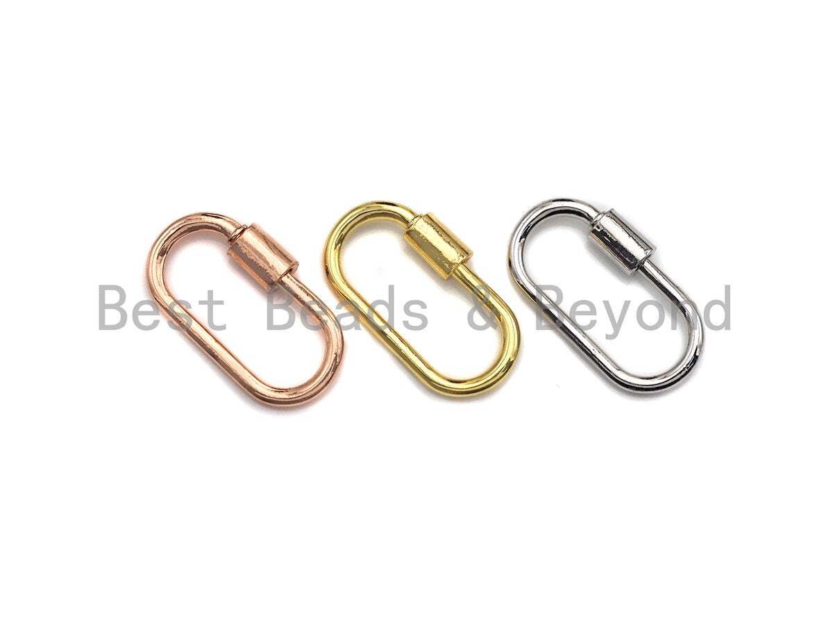 Oval Shape Clasp, CZ Pave Clasp, Gold/Silver/Rose Gold Carabiner Clasp, H191