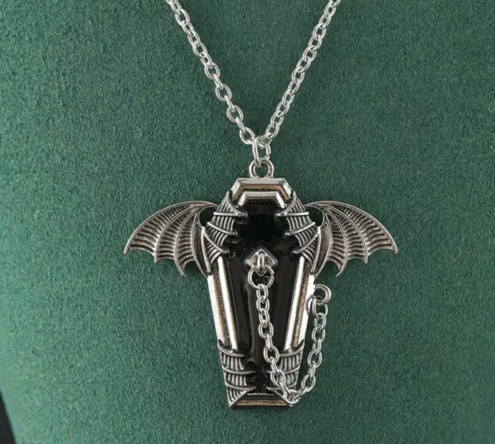 Coffin necklace bat black vampire jewelry goth Halloween cute Gothic cool style