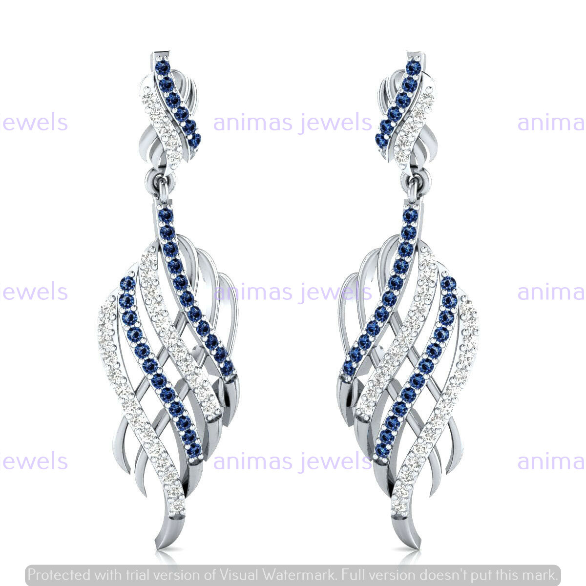 1.20 CT Round Simulated Blue Sapphire Drop Dangle Earrings 925 Sterling Silver