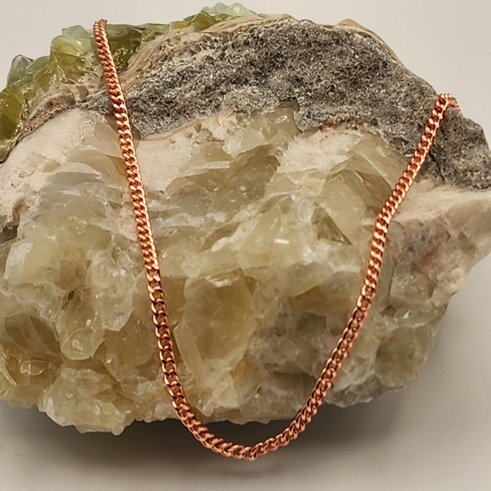 Pure Copper Cuban Chain Necklace – 20 in, 3 mm, Brass Clasp