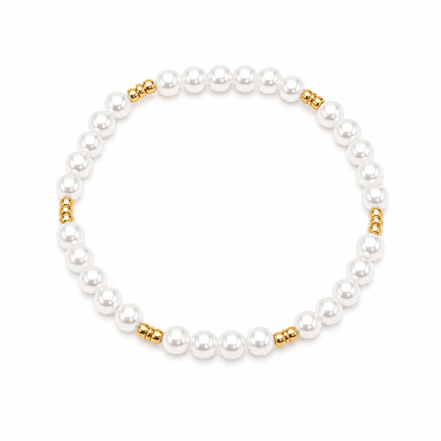Handmade Golden Hour Glass Pearl Stretch Bracelet – Elegant Beaded Bracelet
