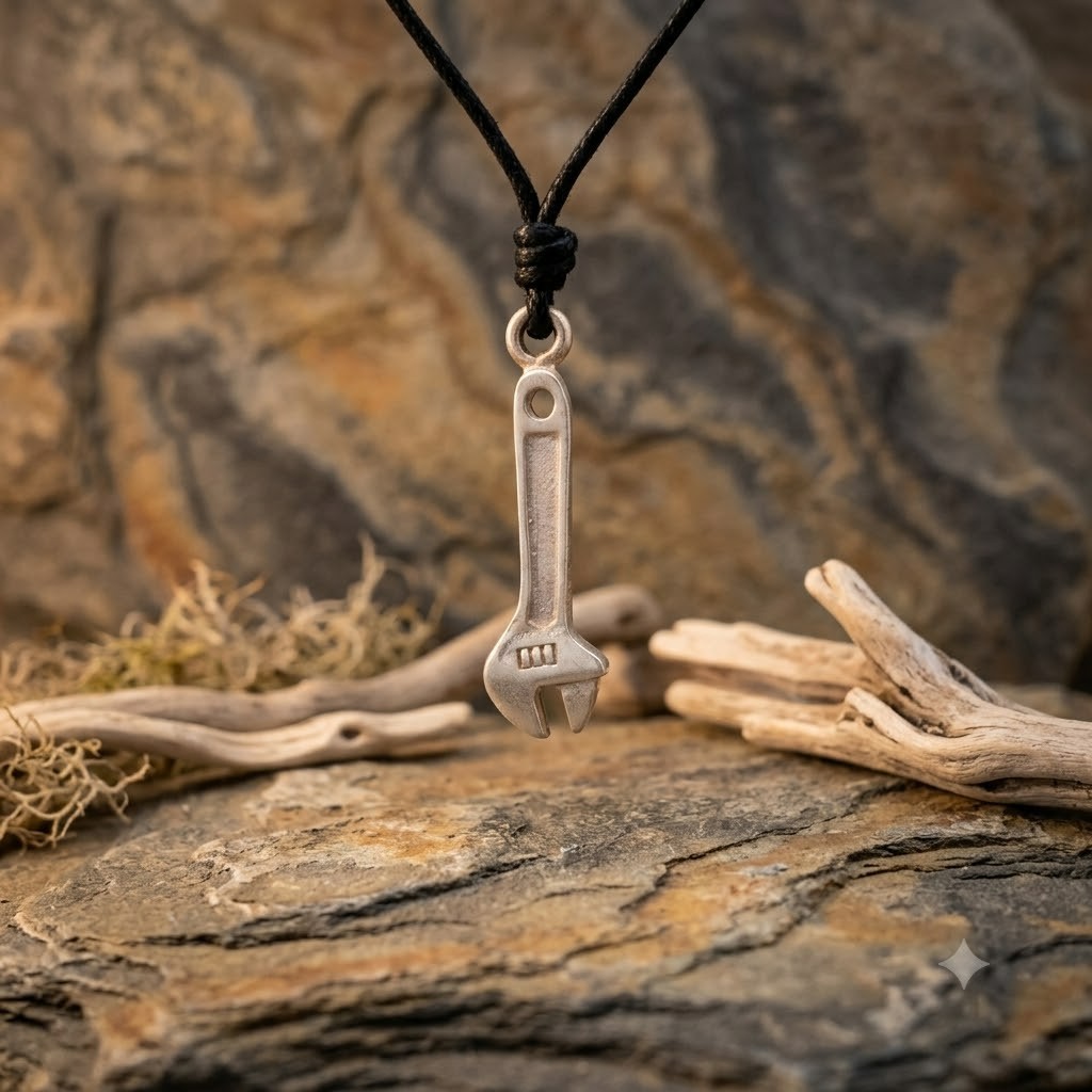 Adjustable Spanner 92.5 Sterling Silver Gold Brass Necklace Pendant Jewelry