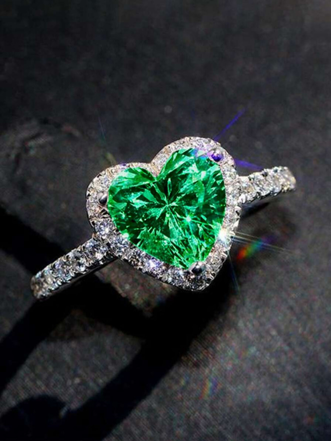 Fashion Women Luxury Heart Shaped Cubic Zirconia Wedding Engagement Ring Jewelry
