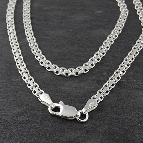Italian 925 Sterling Silver 3mm Bismark Chain – 16, 18, 20, 22, 24, 30