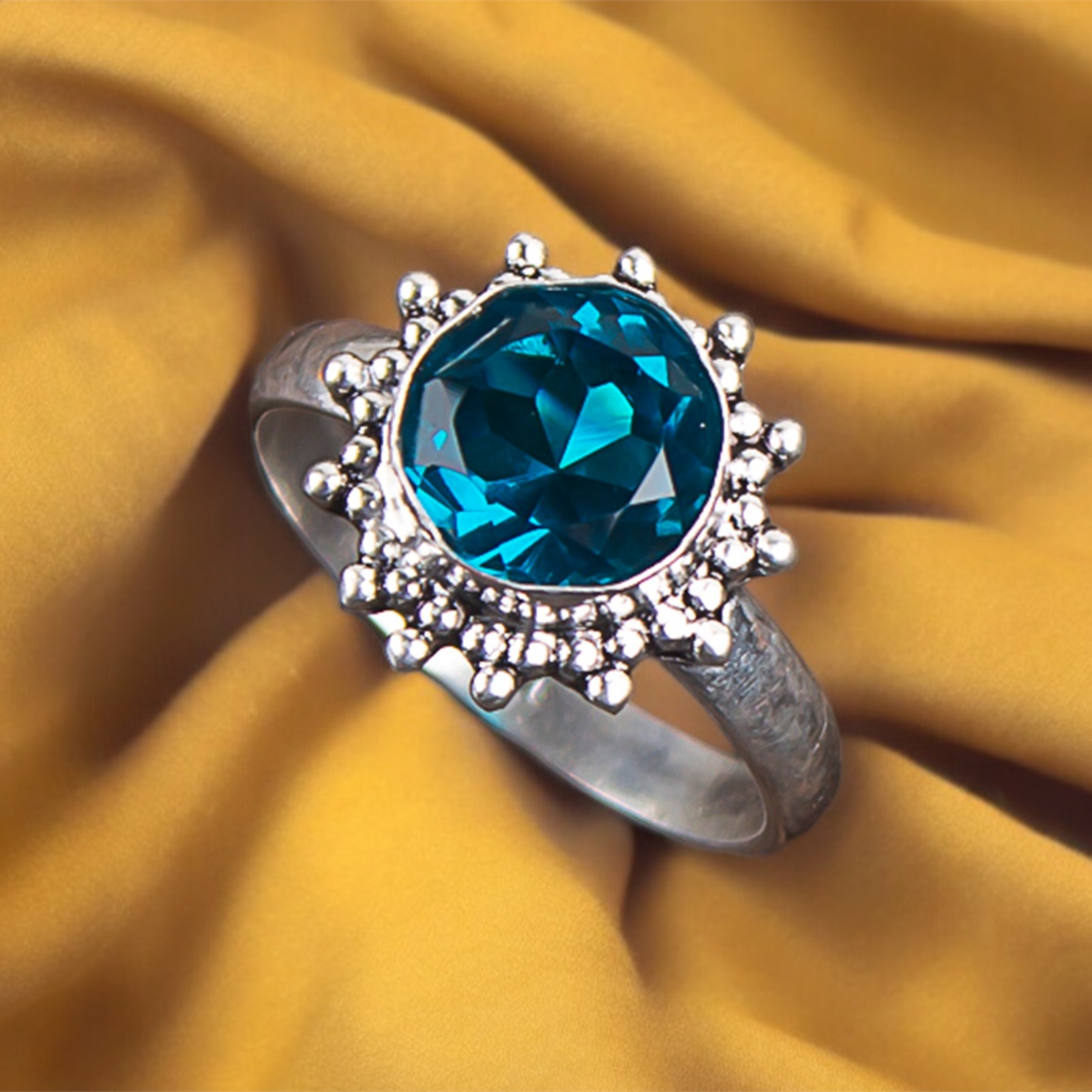 Blue Apatite Gemstone 925 Sterling Silver Jewelry Handmade Ring All Size Gift DR