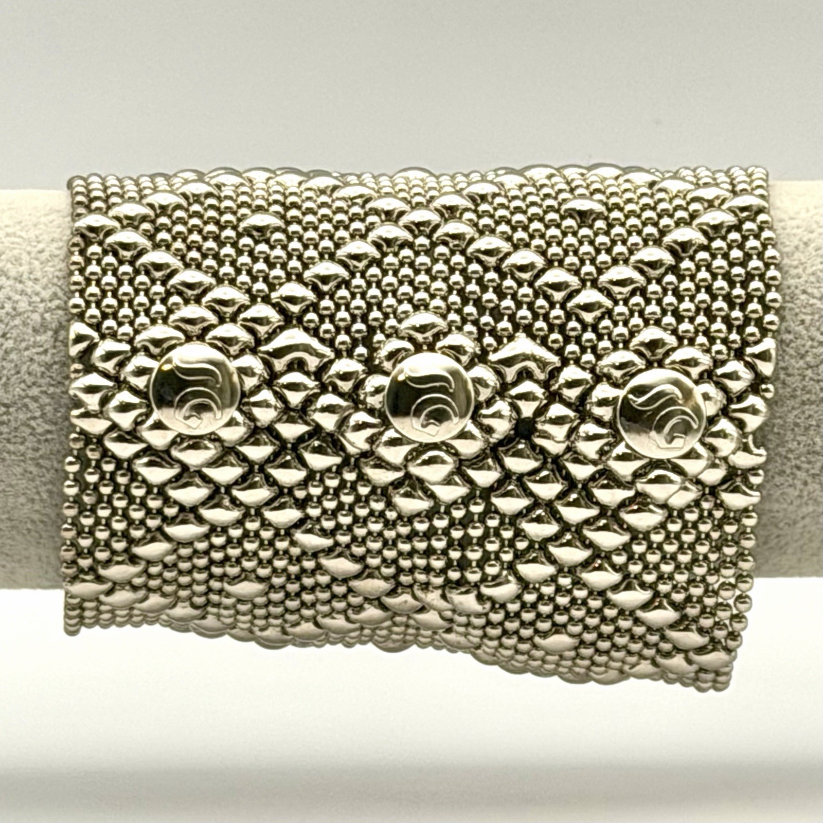 Vintage 1990s SG Liquid Metal Sergio Gutierrez B11-AS Wide Cuff Bracelet 7 Inch