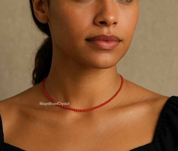 Natural Carnelian Choker Dainty Queen Necklace Healing Reiki Energy Women Gifts