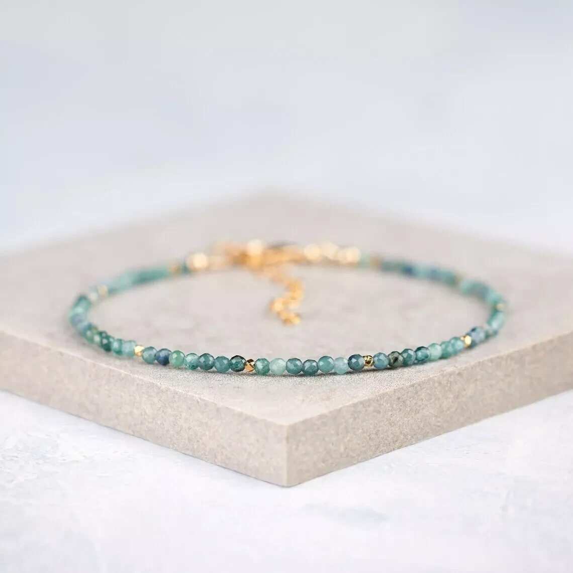 Natural 2MM Blue Tourmaline Gemstone Bracelet Exquisite Crystal Healing Bracelet