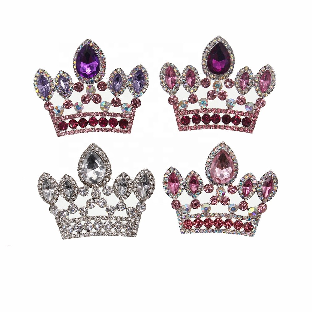 2 inch Elegant Crystal Queen Princess Crown Shape Brooches Rhinestone Brooch Pin
